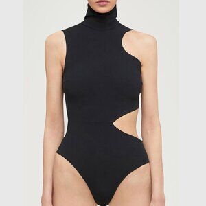 NIB Wolford Bodysuit - Warm Up Body Cut-Out Turtleneck in Black - Extra Small XS